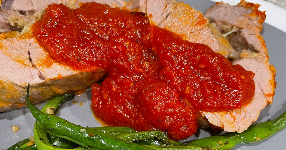 Stuffed Pork Tenderloin with Spicy Marinara