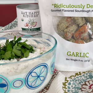 Veggie Dill Dip with Garlic Pretzels